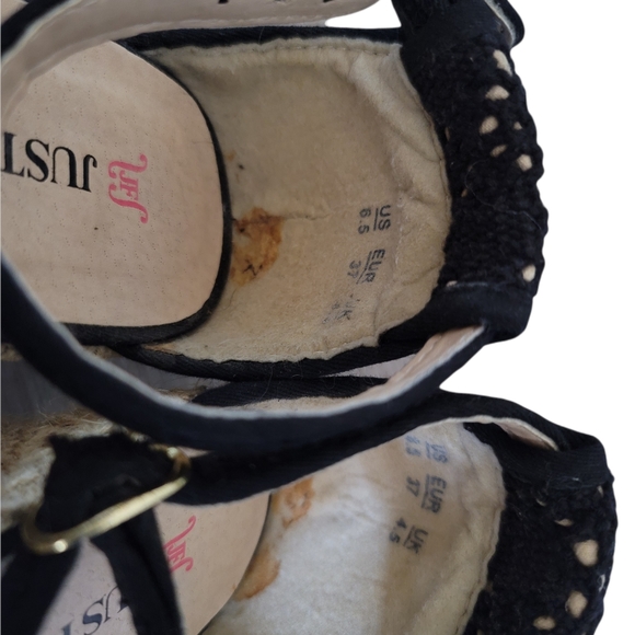 Just fab espadrille wedge sandles shoes with ankle strap size 6.5 4"heel  black - Picture 7 of 7